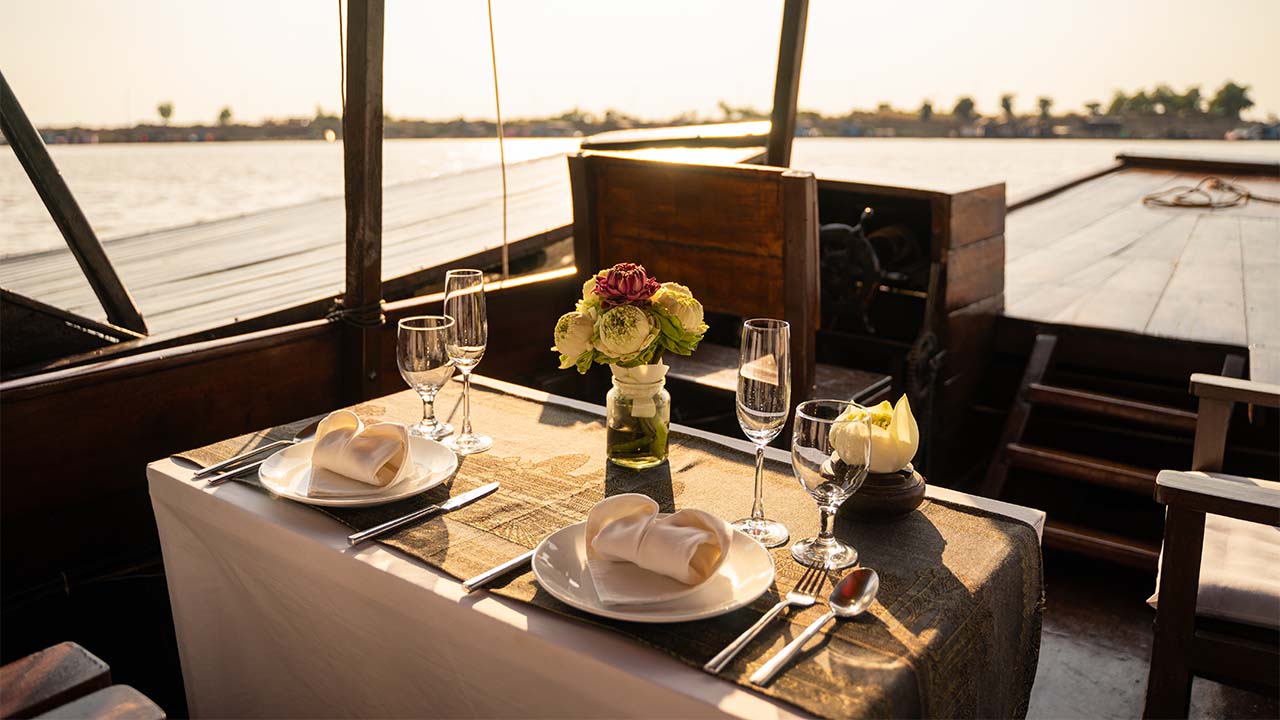 Sunset canapés cruise at Kampong Phluk